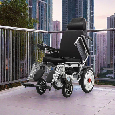 Silla de ruedas con inclinación eléctrica plegable para discapacitados hecha en dimensiones generales 108 * 67 * 91cm