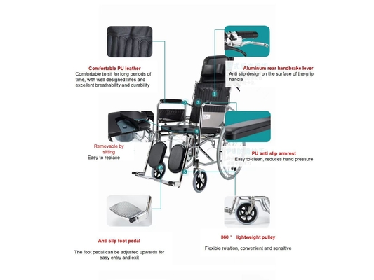 Silla de ruedas plegable portátil ligera silla de ruedas manual para terapia de rehabilitación