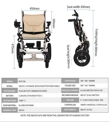 Silla de ruedas eléctrica compacta y motorizada HBLD3-C para la clasificación por instrumentos de la clase II