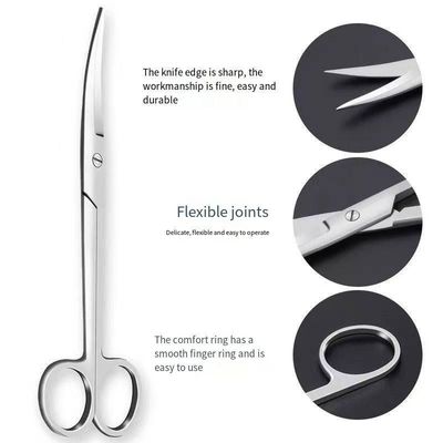 Tijeras desechables de acero inoxidable de 18 cm para propiedades Instrumentos médicos quirúrgicos