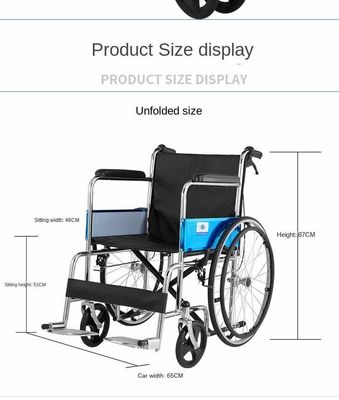 Sillón de ruedas plegable manejable manualmente para escenarios médicos aplicables