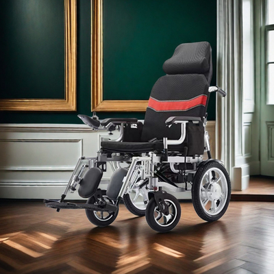 Silla de ruedas plegable de 24 V con plegabilidad rápida y diseño de absorción de golpes