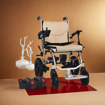 Silla de ruedas eléctrica plegable con doble batería de litio para discapacitados