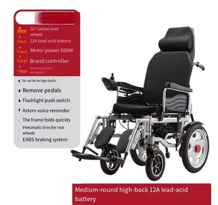 Equipo médico de clase II Silla de ruedas cuatripléjica con absorción de choques estable