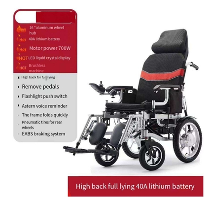 Silla de ruedas eléctrica de potencia plegable ligera de 24 V para rehabilitación de ancianos