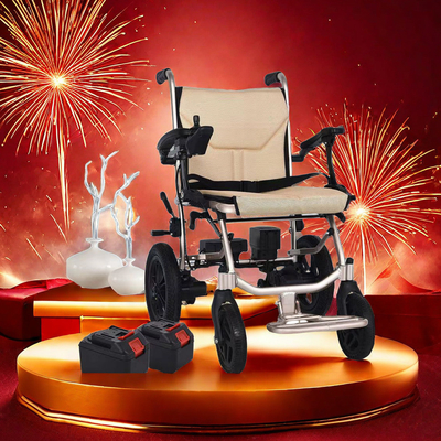 Silla de ruedas reclinable compacta con batería de litio doble desmontable de 14,5 kg para adultos y niños