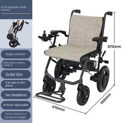 Silla de ruedas reclinable compacta con batería de litio doble desmontable de 14,5 kg para adultos y niños