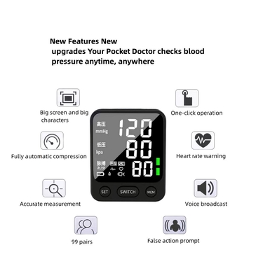 Fuente de alimentación enchufable Tipo de muñeca Medidor de presión digital automático para el rango de medición 60-240