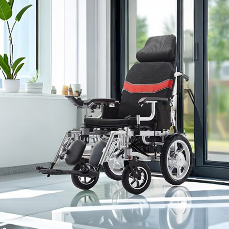 Silla de ruedas con respaldo alto 12A con batería de plomo-ácido para necesidades médicas de reclinación completa