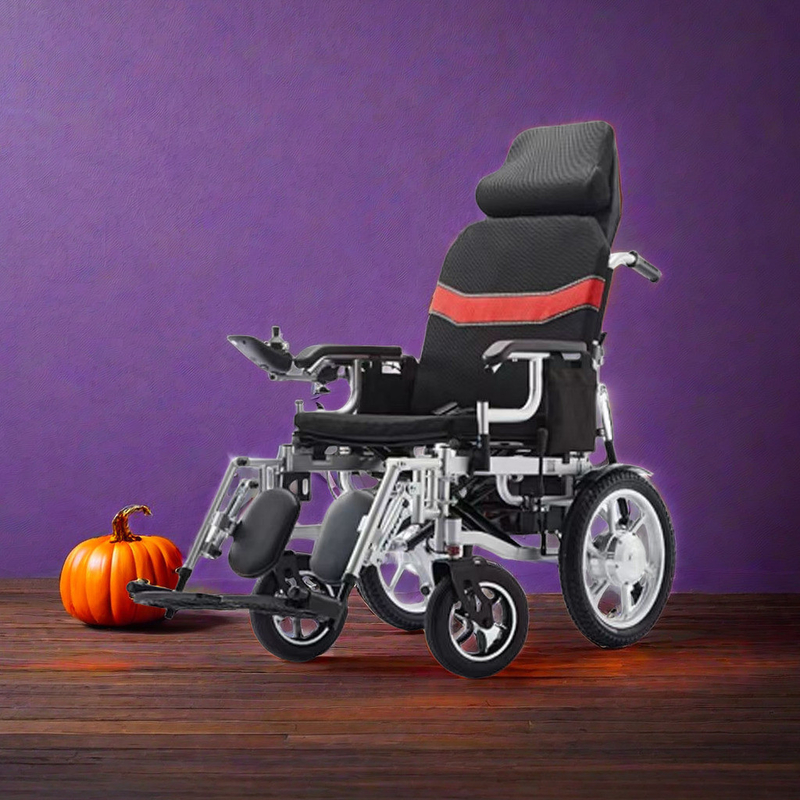 CE ISO 13485 Silla de ruedas de potencia plegable homologada con accesorios de plástico y marco de acero